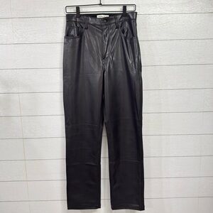 Abercrombie 90s Straight High Rise Faux Leather Pants Black Y2K Moto - Size 29/8
